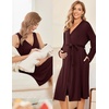 Ekouaer Maternity Nursing Gown and Robe Set Labor Delivery Nightgowns(Maroon)
