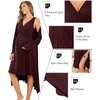 Ekouaer Maternity Nursing Gown and Robe Set Labor Delivery Nightgowns(Maroon)