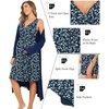 Ekouaer Maternity Nursing Gown and Robe Set Labor Delivery Nightgowns(Navy Blue Leaf)