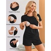 Ekouaer Maternity Nursing Pajamas Set 3 Piece Postpartum Breastfeeding Pjs(Black)