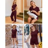 Ekouaer Maternity Nursing Pajamas Set 3 Piece Postpartum Breastfeeding Pjs(Burgundy)