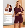Ekouaer Maternity Nursing Pajamas Set 3 Piece Postpartum Breastfeeding Pjs(Burgundy)