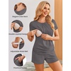 Ekouaer Maternity Nursing Pajamas Set 3 Piece Postpartum Breastfeeding Pjs(Dark Gray)