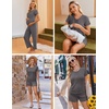 Ekouaer Maternity Nursing Pajamas Set 3 Piece Postpartum Breastfeeding Pjs(Dark Gray)