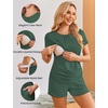 Ekouaer Maternity Nursing Pajamas Set 3 Piece Postpartum Breastfeeding Pjs(Dark Green)