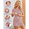 Ekouaer Maternity Nursing Pajamas Set 3 Piece Postpartum Breastfeeding Pjs(Dirty Pink)