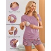 Ekouaer Maternity Nursing Pajamas Set 3 Piece Postpartum Breastfeeding Pjs(Floral Lilac)