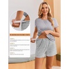 Ekouaer Maternity Nursing Pajamas Set 3 Piece Postpartum Breastfeeding Pjs(Light Gray Stripe)