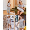 Ekouaer Maternity Nursing Pajamas Set 3 Piece Postpartum Breastfeeding Pjs(Light Gray Stripe)