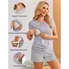 Ekouaer Maternity Nursing Pajamas Set 3 Piece Postpartum Breastfeeding Pjs(Light Gray Stripe)