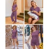 Ekouaer Maternity Nursing Pajamas Set 3 Piece Postpartum Breastfeeding Pjs(Purple Red)