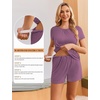 Ekouaer Maternity Nursing Pajamas Set 3 Piece Postpartum Breastfeeding Pjs(Purple Red)
