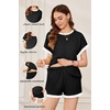 Ekouaer Maternity Pajamas 2 Piece Outfits Waffle Knit Pregnancy Sleepwear(Black)