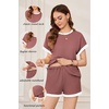 Ekouaer Maternity Pajamas 2 Piece Outfits Waffle Knit Pregnancy Sleepwear(Burgundy)
