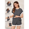 Ekouaer Maternity Pajamas 2 Piece Outfits Waffle Knit Pregnancy Sleepwear(Dark Grey)