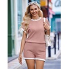 Ekouaer Maternity Pajamas 2 Piece Outfits Waffle Knit Pregnancy Sleepwear(Dirty Pink)