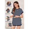 Ekouaer Maternity Pajamas 2 Piece Outfits Waffle Knit Pregnancy Sleepwear(Navy Stripes)
