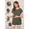 Ekouaer Maternity Pajamas 2 Piece Outfits Waffle Knit Pregnancy Sleepwear(Olive Green)