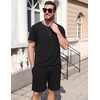 Ekouaer Mens Pajamas Sets Shorts Soft Short Sleeve Pjs(Black)