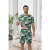 Ekouaer Mens Pajamas Sets Shorts Soft Short Sleeve Pjs(Coconut Tree Green)