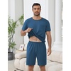 Ekouaer Mens Pajamas Sets Shorts Soft Short Sleeve Pjs(Deep Blue)