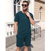 Ekouaer Mens Pajamas Sets Shorts Soft Short Sleeve Pjs(Green)