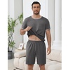 Ekouaer Mens Pajamas Sets Shorts Soft Short Sleeve Pjs(Grey)