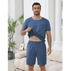 Ekouaer Mens Pajamas Sets Shorts Soft Short Sleeve Pjs(Grey Blue)