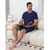 Ekouaer Mens Pajamas Sets Shorts Soft Short Sleeve Pjs(Navy Blue)