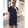 Ekouaer Mens Pajamas Sets Shorts Soft Short Sleeve Pjs(Navy Blue)