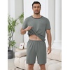 Ekouaer Mens Pajamas Sets Shorts Soft Short Sleeve Pjs(Sage Green)