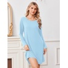 Ekouaer Nightgowns for Women Bamboo Viscose Long Sleeve Sleep Shirts(Aqua)