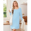 Ekouaer Nightgowns for Women Bamboo Viscose Long Sleeve Sleep Shirts(Aqua)