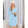 Ekouaer Nightgowns for Women Bamboo Viscose Long Sleeve Sleep Shirts(Aqua)