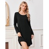 Ekouaer Nightgowns for Women Bamboo Viscose Long Sleeve Sleep Shirts(Black)