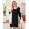 Ekouaer Nightgowns for Women Bamboo Viscose Long Sleeve Sleep Shirts(Black)