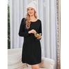 Ekouaer Nightgowns for Women Bamboo Viscose Long Sleeve Sleep Shirts(Black)