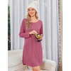 Ekouaer Nightgowns for Women Bamboo Viscose Long Sleeve Sleep Shirts(Cherry Red)