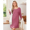 Ekouaer Nightgowns for Women Bamboo Viscose Long Sleeve Sleep Shirts(Cherry Red)