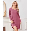 Ekouaer Nightgowns for Women Bamboo Viscose Long Sleeve Sleep Shirts(Cherry Red)