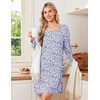 Ekouaer Nightgowns for Women Bamboo Viscose Long Sleeve Sleep Shirts(Floral Purple)