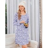 Ekouaer Nightgowns for Women Bamboo Viscose Long Sleeve Sleep Shirts(Floral Purple)