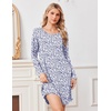 Ekouaer Nightgowns for Women Bamboo Viscose Long Sleeve Sleep Shirts(Floral Purple)