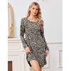 Ekouaer Nightgowns for Women Bamboo Viscose Long Sleeve Sleep Shirts(Leopard)