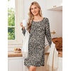 Ekouaer Nightgowns for Women Bamboo Viscose Long Sleeve Sleep Shirts(Leopard)