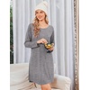 Ekouaer Nightgowns for Women Bamboo Viscose Long Sleeve Sleep Shirts(Light Grey)