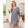 Ekouaer Nightgowns for Women Bamboo Viscose Long Sleeve Sleep Shirts(Light Grey)