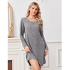 Ekouaer Nightgowns for Women Bamboo Viscose Long Sleeve Sleep Shirts(Light Grey)