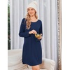 Ekouaer Nightgowns for Women Bamboo Viscose Long Sleeve Sleep Shirts(Navy Blue)