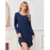 Ekouaer Nightgowns for Women Bamboo Viscose Long Sleeve Sleep Shirts(Navy Blue)
